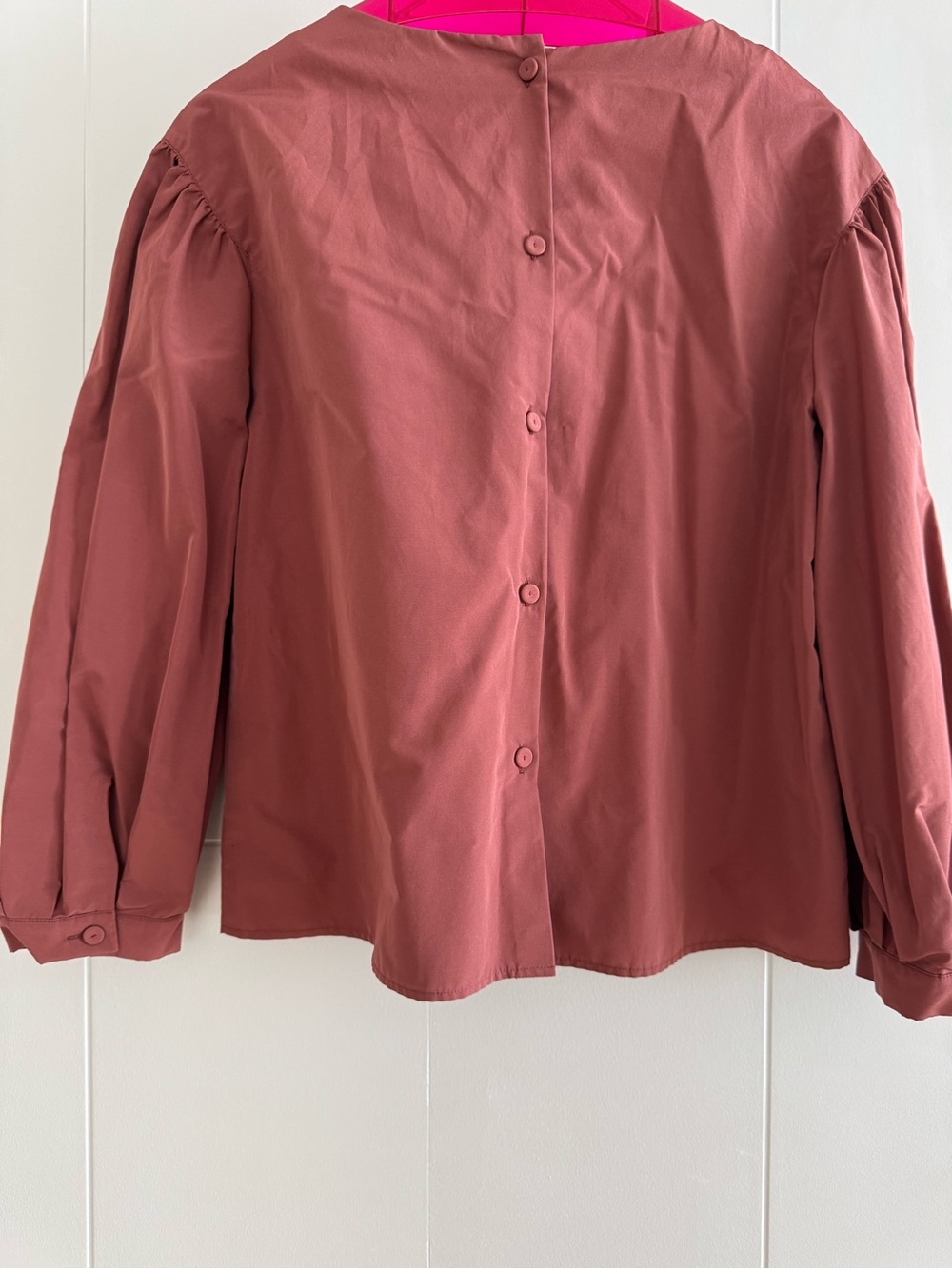 MAX MARA WEEKEND Taffeta Puff Sleeve Blouse - NEW - Brick Color - Size 8